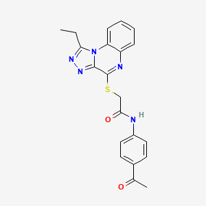 molecular formula C21H19N5O2S B2845645 N-(4-ACETYLPHENYL)-2-({1-ETHYL-[1,2,4]TRIAZOLO[4,3-A]QUINOXALIN-4-YL}SULFANYL)ACETAMIDE CAS No. 1184965-22-7