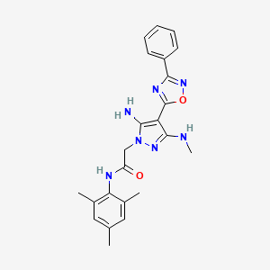 2-(5-amino-3-(methylamino)-4-(3-phenyl-1,2,4-oxadiazol-5-yl)-1H-pyrazol-1-yl)-N-mesitylacetamide