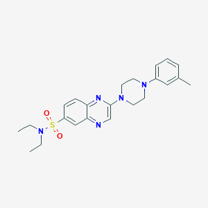 molecular formula C23H29N5O2S B2845703 N,N-diethyl-2-[4-(3-methylphenyl)piperazin-1-yl]quinoxaline-6-sulfonamide CAS No. 1189510-75-5
