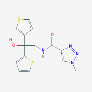 molecular formula C14H14N4O2S2 B2845713 N-(2-hydroxy-2-(thiophen-2-yl)-2-(thiophen-3-yl)ethyl)-1-methyl-1H-1,2,3-triazole-4-carboxamide CAS No. 2034482-83-0