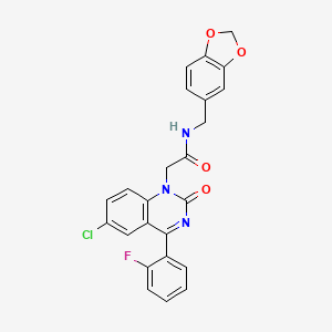 molecular formula C24H17ClFN3O4 B2845820 N-[(2H-1,3-benzodioxol-5-yl)methyl]-2-[6-chloro-4-(2-fluorophenyl)-2-oxo-1,2-dihydroquinazolin-1-yl]acetamide CAS No. 932321-52-3