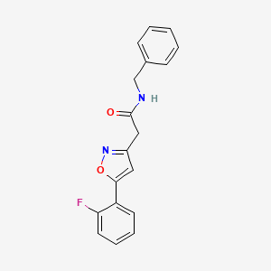 molecular formula C18H15FN2O2 B2845833 N-benzyl-2-[5-(2-fluorophenyl)-1,2-oxazol-3-yl]acetamide CAS No. 1209807-46-4