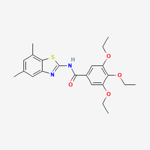 molecular formula C22H26N2O4S B2845873 N-(5,7-dimethyl-1,3-benzothiazol-2-yl)-3,4,5-triethoxybenzamide CAS No. 906784-43-8