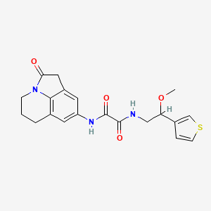 molecular formula C20H21N3O4S B2845890 N'-[2-methoxy-2-(thiophen-3-yl)ethyl]-N-{2-oxo-1-azatricyclo[6.3.1.0^{4,12}]dodeca-4,6,8(12)-trien-6-yl}ethanediamide CAS No. 1448056-33-4