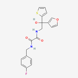 molecular formula C19H17FN2O4S B2845900 N1-(4-fluorobenzyl)-N2-(2-(furan-3-yl)-2-hydroxy-2-(thiophen-2-yl)ethyl)oxalamide CAS No. 2034336-79-1