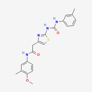 molecular formula C21H22N4O3S B2845940 N-(4-methoxy-3-methylphenyl)-2-(2-(3-(m-tolyl)ureido)thiazol-4-yl)acetamide CAS No. 921485-27-0