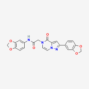 molecular formula C22H16N4O6 B2845955 N-(2H-1,3-benzodioxol-5-yl)-2-[2-(2H-1,3-benzodioxol-5-yl)-4-oxo-4H,5H-pyrazolo[1,5-a]pyrazin-5-yl]acetamide CAS No. 1190014-12-0