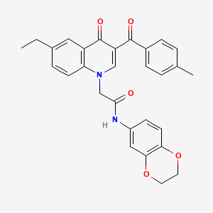 molecular formula C29H26N2O5 B2845956 N-(2,3-dihydro-1,4-benzodioxin-6-yl)-2-[6-ethyl-3-(4-methylbenzoyl)-4-oxo-1,4-dihydroquinolin-1-yl]acetamide CAS No. 895652-30-9