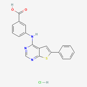 B2846010 3-({6-Phenylthieno[2,3-d]pyrimidin-4-yl}amino)benzoic acid hydrochloride CAS No. 474376-43-7
