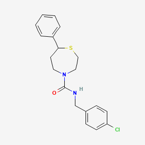 molecular formula C19H21ClN2OS B2846079 N-[(4-chlorophenyl)methyl]-7-phenyl-1,4-thiazepane-4-carboxamide CAS No. 1797289-01-0