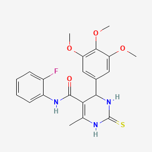 molecular formula C21H22FN3O4S B2846135 N-(2-fluorophenyl)-6-methyl-2-sulfanylidene-4-(3,4,5-trimethoxyphenyl)-1,2,3,4-tetrahydropyrimidine-5-carboxamide CAS No. 865591-67-9