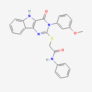 2-[[3-(3-methoxyphenyl)-4-oxo-5H-pyrimido[5,4-b]indol-2-yl]sulfanyl]-N-phenylacetamide
