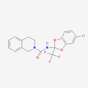 molecular formula C18H14ClF3N2O3 B284618 N-[5-CHLORO-2-(TRIFLUOROMETHYL)-2H-1,3-BENZODIOXOL-2-YL]-1,2,3,4-TETRAHYDROISOQUINOLINE-2-CARBOXAMIDE 
