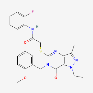 2-((1-ethyl-6-(2-methoxybenzyl)-3-methyl-7-oxo-6,7-dihydro-1H-pyrazolo[4,3-d]pyrimidin-5-yl)thio)-N-(2-fluorophenyl)acetamide