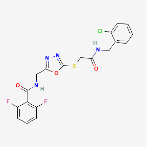 molecular formula C19H15ClF2N4O3S B2846186 N-((5-((2-((2-chlorobenzyl)amino)-2-oxoethyl)thio)-1,3,4-oxadiazol-2-yl)methyl)-2,6-difluorobenzamide CAS No. 903270-92-8