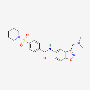 molecular formula C22H26N4O4S B2846200 N-{3-[(dimethylamino)methyl]-1,2-benzoxazol-5-yl}-4-(piperidine-1-sulfonyl)benzamide CAS No. 2379987-77-4