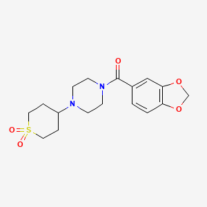 molecular formula C17H22N2O5S B2846202 4-[4-(2H-1,3-benzodioxole-5-carbonyl)piperazin-1-yl]-1lambda6-thiane-1,1-dione CAS No. 1903884-38-7
