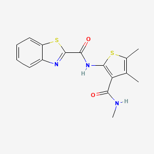 molecular formula C16H15N3O2S2 B2846208 N-[4,5-dimethyl-3-(methylcarbamoyl)thiophen-2-yl]-1,3-benzothiazole-2-carboxamide CAS No. 896294-67-0