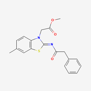molecular formula C19H18N2O3S B2846213 methyl 2-[(2Z)-6-methyl-2-[(2-phenylacetyl)imino]-2,3-dihydro-1,3-benzothiazol-3-yl]acetate CAS No. 941977-10-2