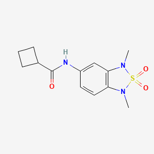 molecular formula C13H17N3O3S B2846224 N-(1,3-dimethyl-2,2-dioxido-1,3-dihydrobenzo[c][1,2,5]thiadiazol-5-yl)cyclobutanecarboxamide CAS No. 2034337-48-7