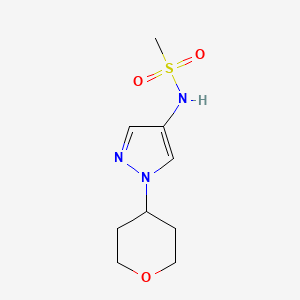 molecular formula C9H15N3O3S B2846238 N-[1-(oxan-4-yl)-1H-pyrazol-4-yl]methanesulfonamide CAS No. 1797159-16-0