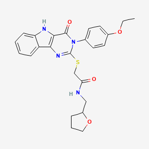 molecular formula C25H26N4O4S B2846247 2-((3-(4-ethoxyphenyl)-4-oxo-4,5-dihydro-3H-pyrimido[5,4-b]indol-2-yl)thio)-N-((tetrahydrofuran-2-yl)methyl)acetamide CAS No. 536708-46-0