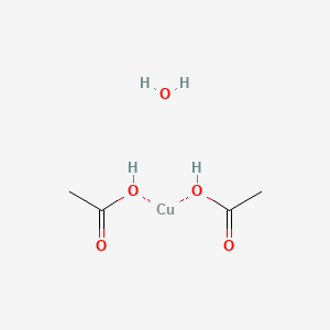 molecular formula C4H8CuO5 B2846248 Diacetoxycoppermonohydrate CAS No. 142-71-2; 4180-12-5; 6046-93-1