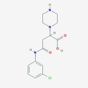 molecular formula C14H18ClN3O3 B2846259 4-(3-Chloroanilino)-4-oxo-2-piperazin-1-ylbutanoic acid CAS No. 706771-37-1