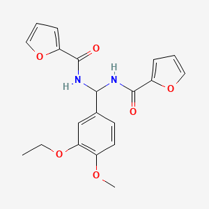 molecular formula C20H20N2O6 B2846261 N-[(3-ethoxy-4-methoxyphenyl)[(furan-2-yl)formamido]methyl]furan-2-carboxamide CAS No. 899353-64-1
