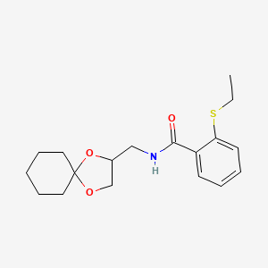 molecular formula C18H25NO3S B2846262 N-(1,4-dioxaspiro[4.5]decan-2-ylmethyl)-2-(ethylthio)benzamide CAS No. 1211204-98-6