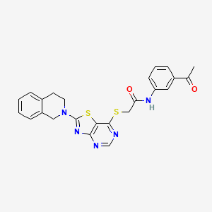 molecular formula C24H21N5O2S2 B2846265 N-(3-acetylphenyl)-2-{[2-(1,2,3,4-tetrahydroisoquinolin-2-yl)-[1,3]thiazolo[4,5-d]pyrimidin-7-yl]sulfanyl}acetamide CAS No. 1207059-38-8