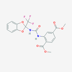 molecular formula C19H15F3N2O7 B284628 Dimethyl 2-[({[2-(trifluoromethyl)-1,3-benzodioxol-2-yl]amino}carbonyl)amino]terephthalate 