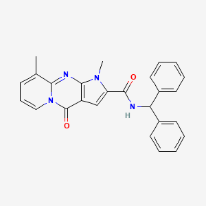 molecular formula C26H22N4O2 B2846298 N-(diphenylmethyl)-1,9-dimethyl-4-oxo-1,4-dihydropyrido[1,2-a]pyrrolo[2,3-d]pyrimidine-2-carboxamide CAS No. 864855-12-9