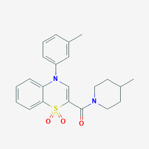 molecular formula C22H24N2O3S B2846306 4-(3-methylphenyl)-2-(4-methylpiperidine-1-carbonyl)-4H-1lambda6,4-benzothiazine-1,1-dione CAS No. 1226437-97-3