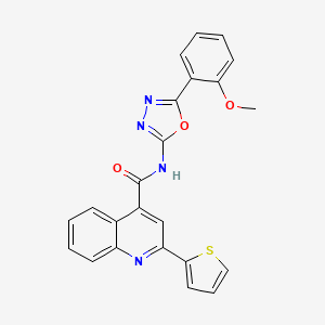 molecular formula C23H16N4O3S B2846308 N-[5-(2-methoxyphenyl)-1,3,4-oxadiazol-2-yl]-2-(thiophen-2-yl)quinoline-4-carboxamide CAS No. 865285-94-5