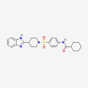 molecular formula C25H30N4O3S B2846323 N-(4-((4-(1H-benzo[d]imidazol-2-yl)piperidin-1-yl)sulfonyl)phenyl)cyclohexanecarboxamide CAS No. 886888-27-3
