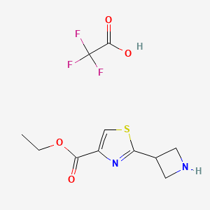 molecular formula C11H13F3N2O4S B2846351 Ethyl 2-(azetidin-3-yl)thiazole-4-carboxylate 2,2,2-trifluoroacetate CAS No. 2303565-48-0