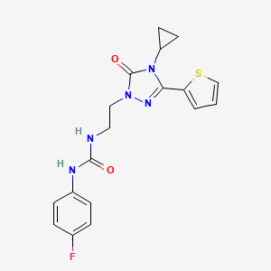 1-(2-(4-cyclopropyl-5-oxo-3-(thiophen-2-yl)-4,5-dihydro-1H-1,2,4-triazol-1-yl)ethyl)-3-(4-fluorophenyl)urea
