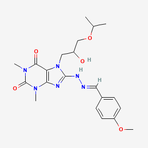 (E)-7-(2-hydroxy-3-isopropoxypropyl)-8-(2-(4-methoxybenzylidene)hydrazinyl)-1,3-dimethyl-1H-purine-2,6(3H,7H)-dione
