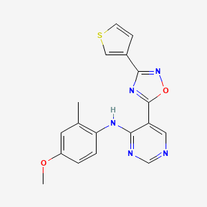 molecular formula C18H15N5O2S B2846417 N-(4-methoxy-2-methylphenyl)-5-(3-(thiophen-3-yl)-1,2,4-oxadiazol-5-yl)pyrimidin-4-amine CAS No. 2034511-26-5