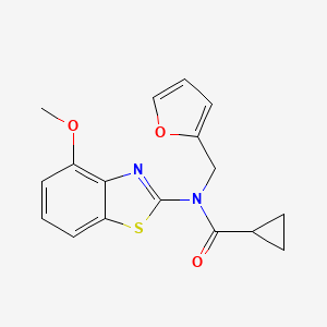 molecular formula C17H16N2O3S B2846422 N-(furan-2-ylmethyl)-N-(4-methoxybenzo[d]thiazol-2-yl)cyclopropanecarboxamide CAS No. 922398-35-4