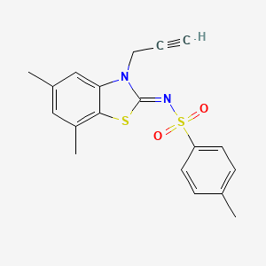 molecular formula C19H18N2O2S2 B2846428 (Z)-N-(5,7-dimethyl-3-(prop-2-yn-1-yl)benzo[d]thiazol-2(3H)-ylidene)-4-methylbenzenesulfonamide CAS No. 955247-26-4