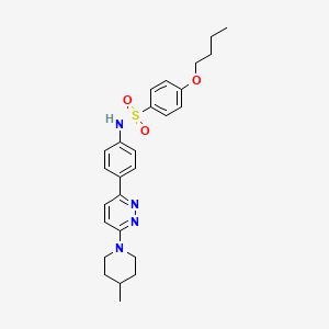 molecular formula C26H32N4O3S B2846436 4-丁氧基-N-(4-(6-(4-甲基哌啶-1-基)吡啶并[3-yl]苯基)苯磺酰胺 CAS No. 946239-41-4