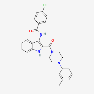 molecular formula C27H25ClN4O2 B2846441 5-[1-cyclopentyl-4-(4-fluorophenyl)-1H-imidazol-5-yl]-N-(3-methoxypropyl)-2-furamide CAS No. 1029764-89-3