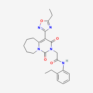molecular formula C23H27N5O4 B2846447 2-[4-(5-乙基-1,2,4-噁二唑-3-基)-1,3-二氧代-3,5,6,7,8,9-六氢嘧啶并[1,6-a]噁氮杂环庚烷-2(1H)-基]-N-(2-乙基苯基)乙酰胺 CAS No. 1775353-89-3