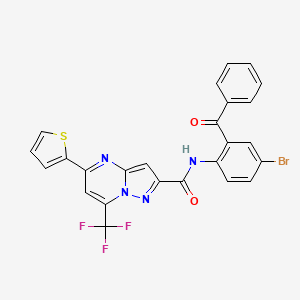molecular formula C25H14BrF3N4O2S B2846448 N-(2-benzoyl-4-bromophenyl)-5-(thiophen-2-yl)-7-(trifluoromethyl)pyrazolo[1,5-a]pyrimidine-2-carboxamide CAS No. 313245-46-4