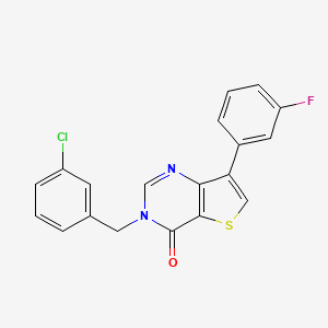 molecular formula C19H12ClFN2OS B2846453 3-(3-氯苯甲基)-7-(3-氟苯基)噻吩并[3,2-d]嘧啶-4(3H)-酮 CAS No. 1105227-06-2