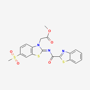 molecular formula C19H15N3O5S3 B2846459 methyl 2-[(2Z)-2-[(1,3-benzothiazole-2-carbonyl)imino]-6-methanesulfonyl-2,3-dihydro-1,3-benzothiazol-3-yl]acetate CAS No. 1164467-71-3