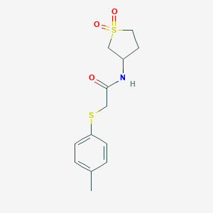 molecular formula C13H17NO3S2 B284647 N-(1,1-dioxidotetrahydro-3-thienyl)-2-[(4-methylphenyl)sulfanyl]acetamide 