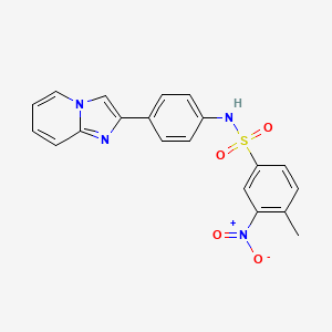 molecular formula C20H16N4O4S B2846471 N-(4-(imidazo[1,2-a]pyridin-2-yl)phenyl)-4-methyl-3-nitrobenzenesulfonamide CAS No. 332384-05-1